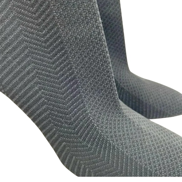 Zara Woman Size 37 Knit Mirror Chrome Heels Black Sock Boots Ankle Booties - Picture 7 of 9